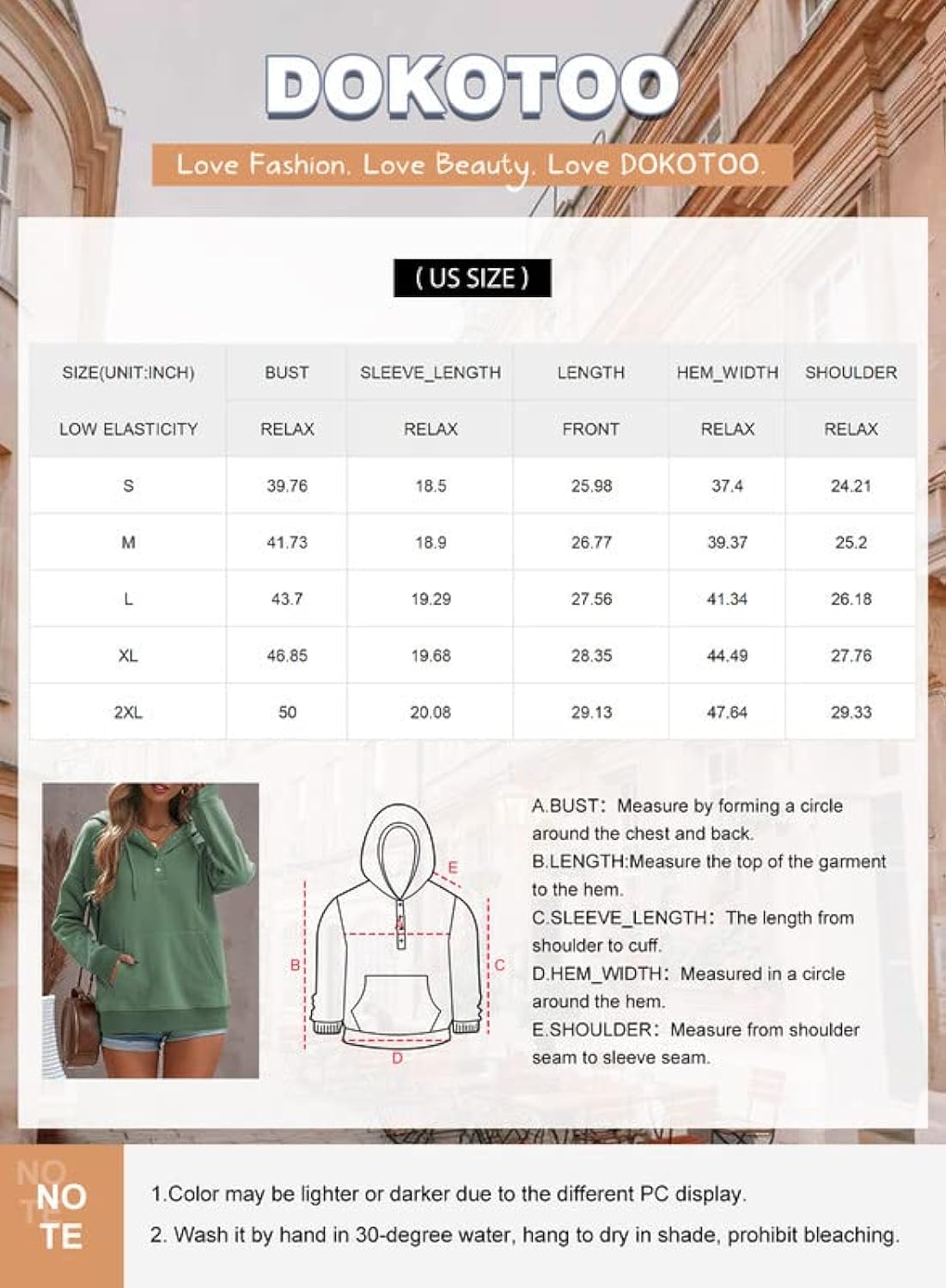 Dokotoo Womens 2023 Hooded Button Collar Drawstring Hoodies Pullover Sweatshirts Casual Long Sleeve Tops Shirts