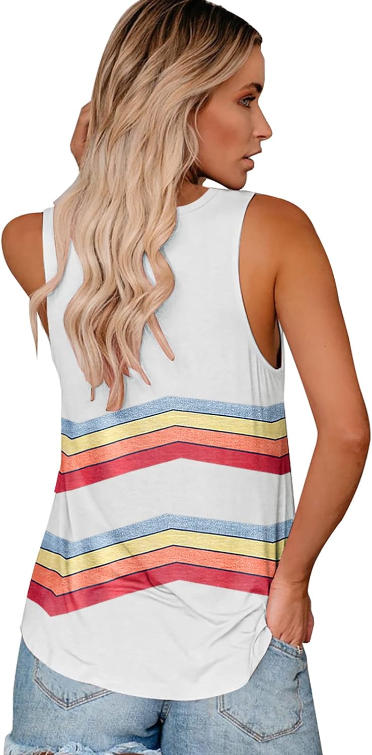 ETCYY Sleeveless Tank Tops for Women Summer Tops V Neck Tie Dye Cute Printed Loose Fit Workout Yoga Shirt