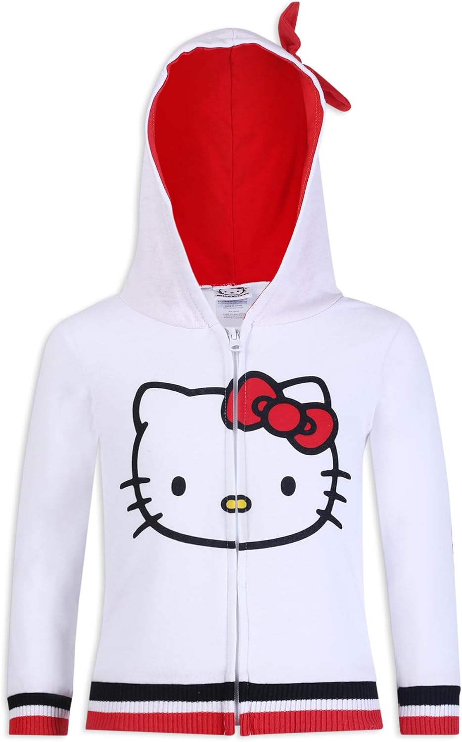 Hello Kitty Sanrio Girls Zip Up Hoodie for Toddlers and Big Girls - White, Red, Grey, Pink, Blush Pink, Hot Pink or Rainbow