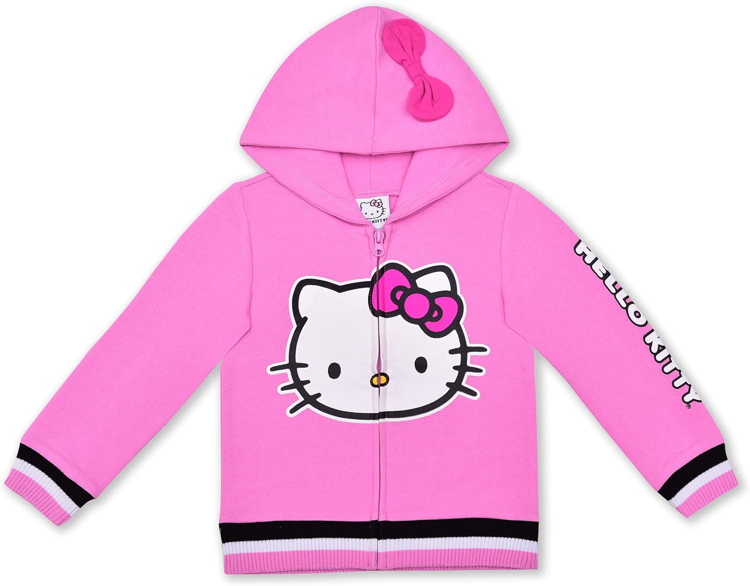 Hello Kitty Sanrio Girls Zip Up Hoodie for Toddlers and Big Girls - White, Red, Grey, Pink, Blush Pink, Hot Pink or Rainbow