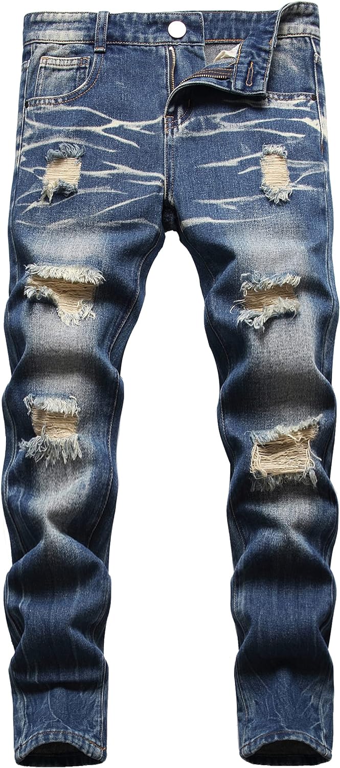 JLLDS LKMQA Boys Skinny Fit Ripped Destroyed Distressed Slim Fashion Stretch Jeans Pants