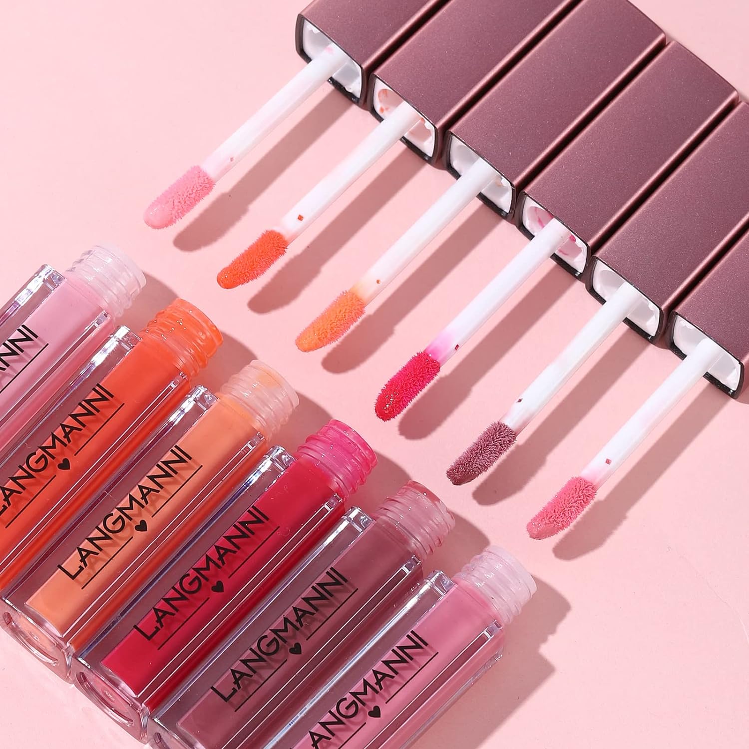 LANGMANNI 12Pcs Lip gloss Collection Makeup Set, Shiny Smooth Soft Liquid Lip Glosses Lip Stain With Rich Varied Colors For Girls And Women Makeup