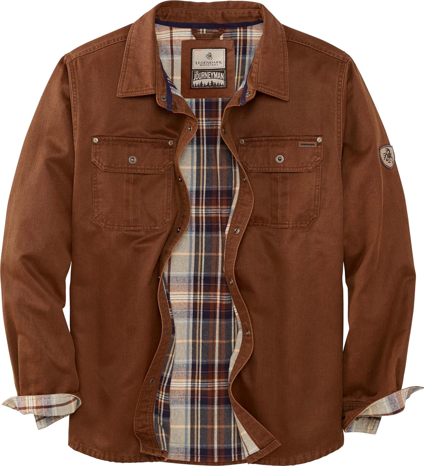 Legendary Whitetails Mens Journeyman Shirt Jacket, Flannel Lined Shacket for Men, Water-Resistant Coat Rugged Fall Clothing