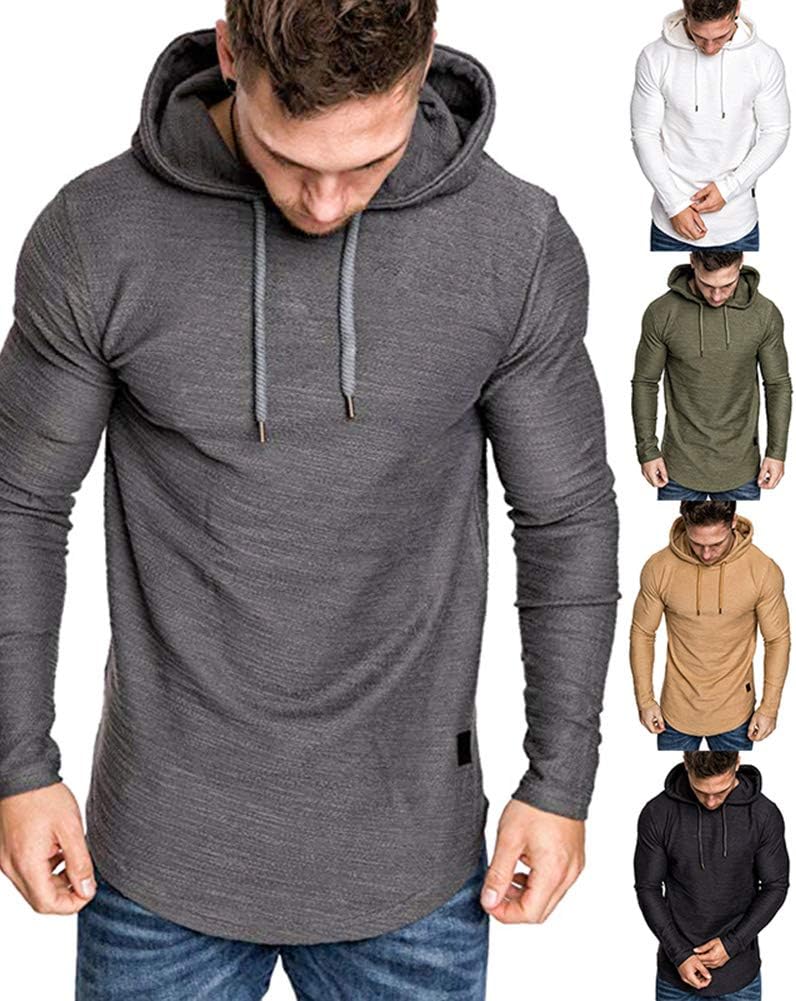 Lexiart Mens Fashion Athletic Hoodies Sport Sweatshirt Solid Color Fleece Pullover