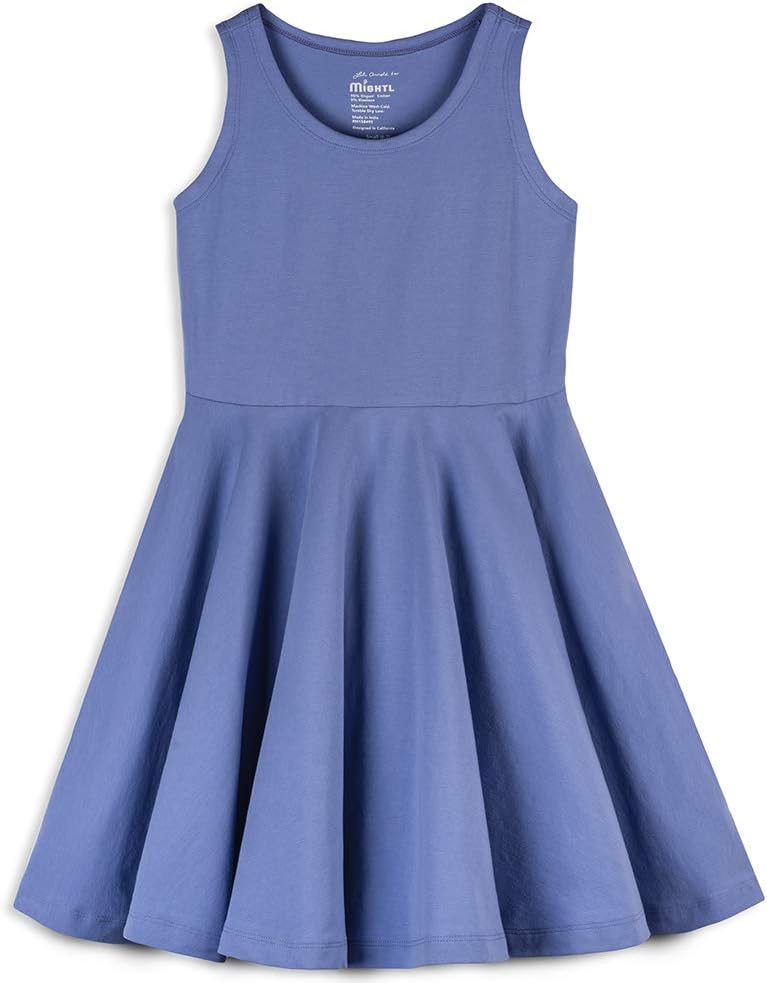 Mightly Girls Sleeveless Skater Dress | Organic Cotton Summer Clothes, Swing Dress, Cute Twirl Play Dress for ToddlerKids