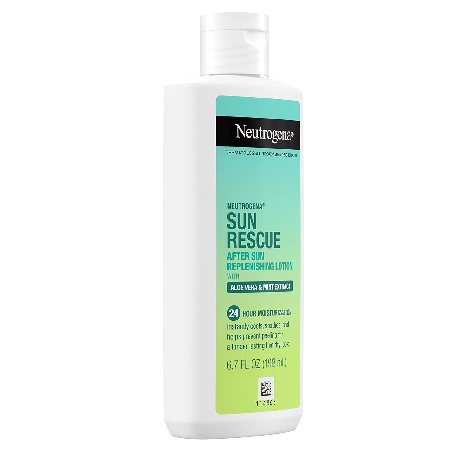 Neutrogena Sun Rescue After Sun Replenishing Lotion with Aloe Vera, Mint Extract,  Vitamin E, 24-Hour Moisture for Healthy Glow for Sensitive Skin, Vegan, Non-Comedogenic Lotion, 6.7 oz