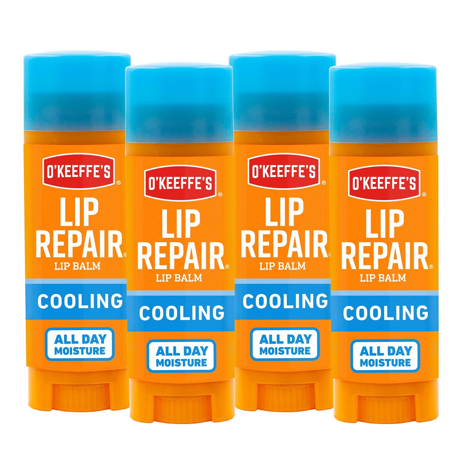 OKeeffes Cooling Relief Lip Repair Lip Balm for Dry, Cracked Lips, Stick, (Pack of 4)