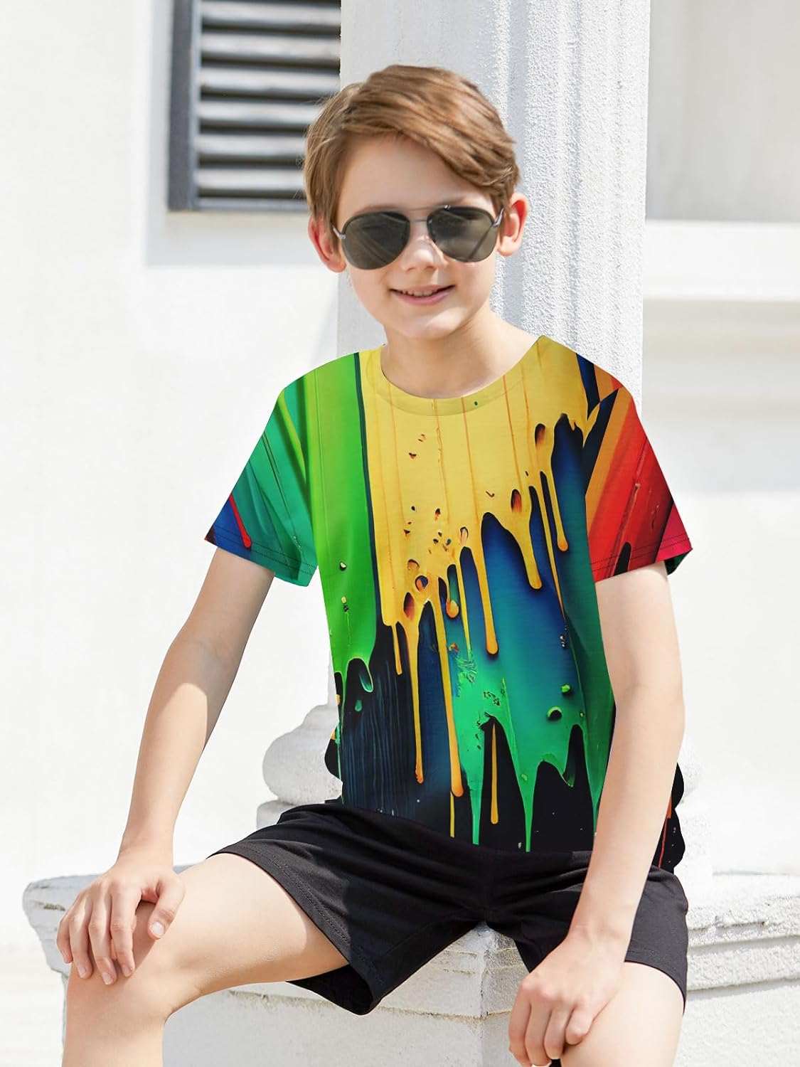 RAISEVERN Boys Girls 3D Graphic Printed T-Shirts Unisex Short Sleeve Summer tees for 4-14 Years