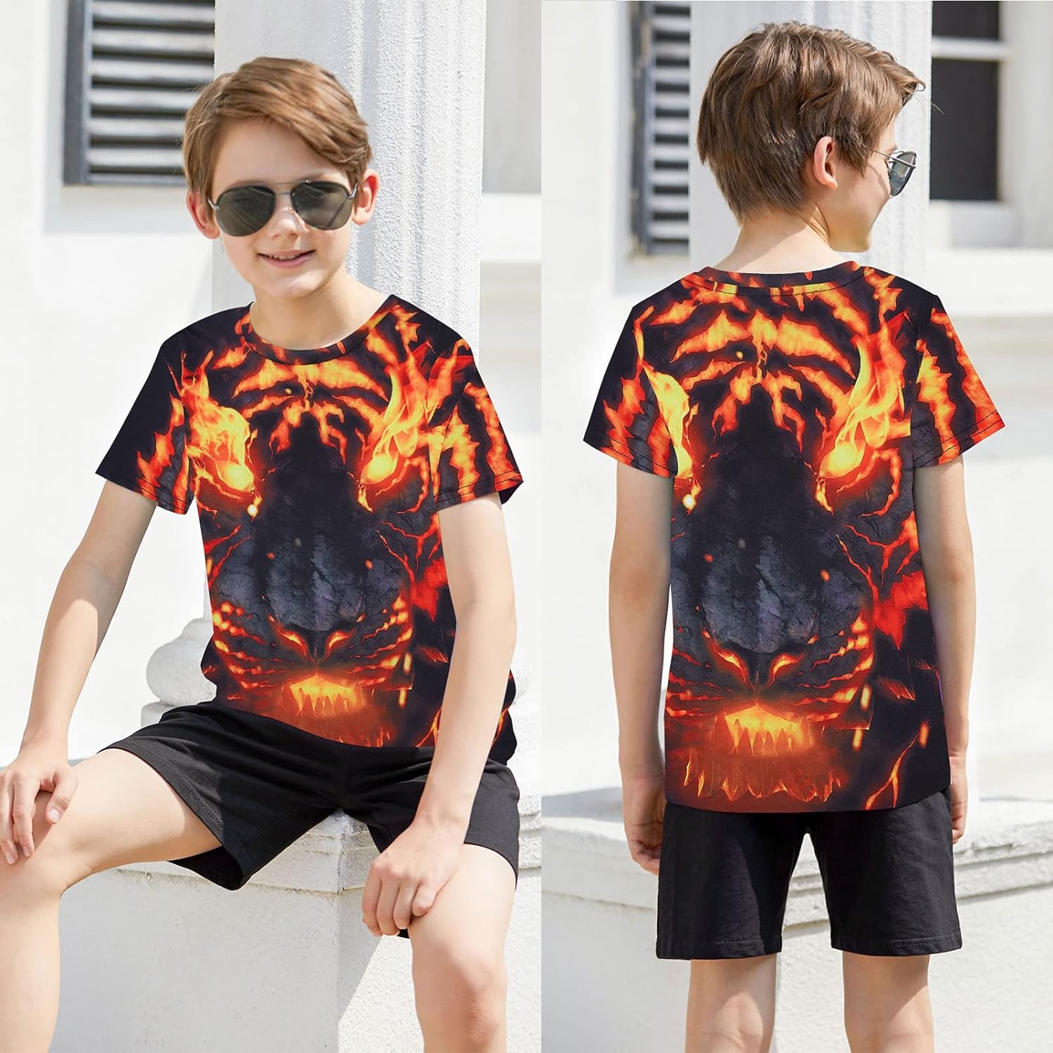 RAISEVERN Boys Girls 3D Graphic Printed T-Shirts Unisex Short Sleeve Summer tees for 4-14 Years