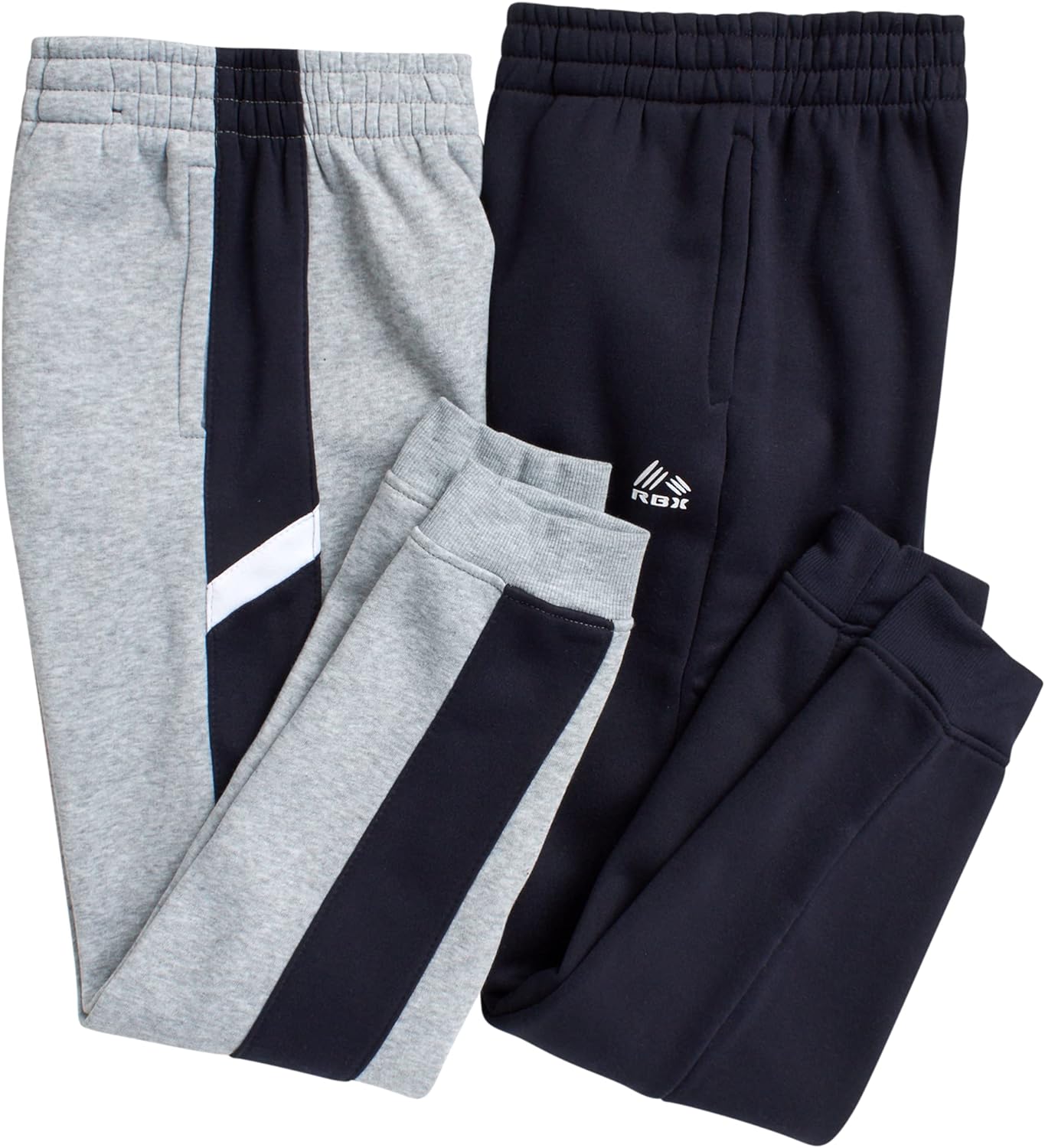 RBX Boys Active Sweatpants - 2 Pack Basic Warm-Up Fleece Jogger Track Pants (4-20)