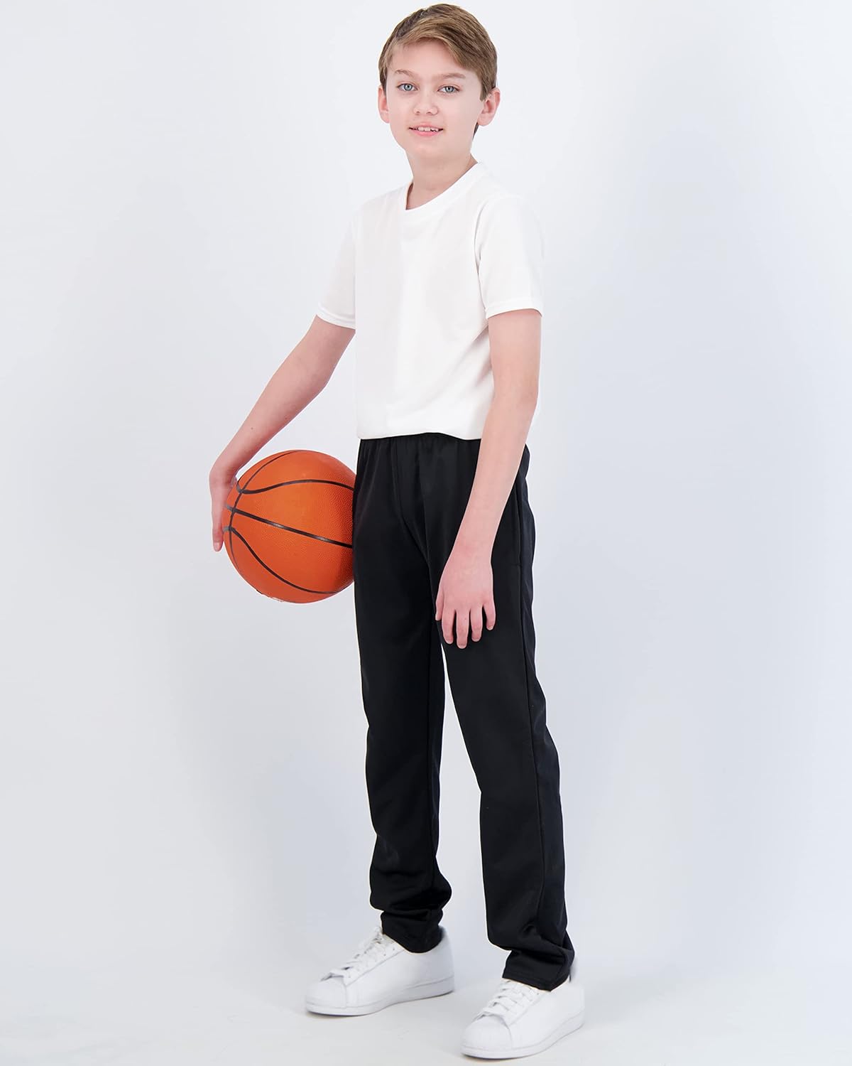 Real Essentials 3 Pack: Boys Tricot Open Bottom Fleece-Lined Sweatpants with Pockets