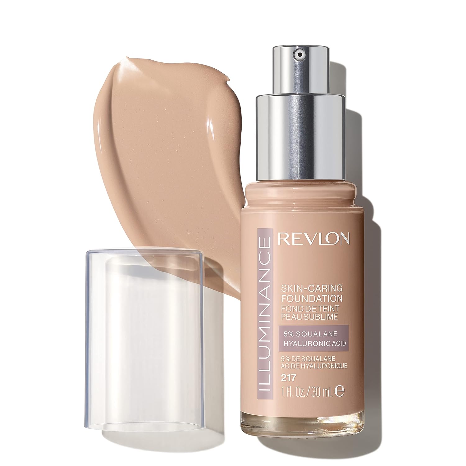 Revlon Illuminance Skin-Caring Liquid Foundation, Hyaluronic Acid, Hydrating and Nourishing Formula with Medium Coverage, 217 Beige (Pack of 1)