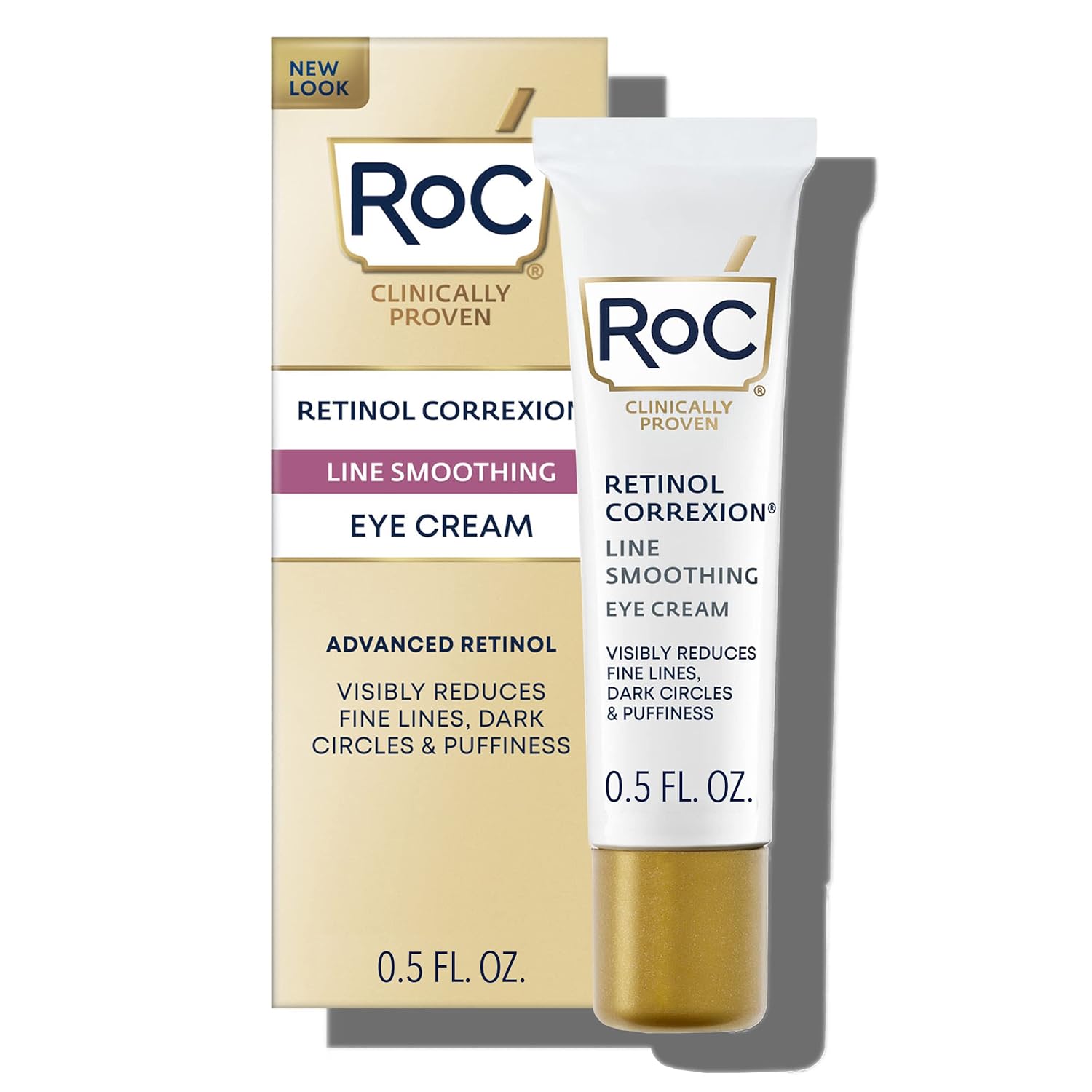 RoC Retinol Correxion Under Eye Cream for Dark Circles  Puffiness, Daily Wrinkle Cream, Anti Aging Line Smoothing Skin Care Treatment for Women and Men, 0.5 oz (Packaging May Vary)