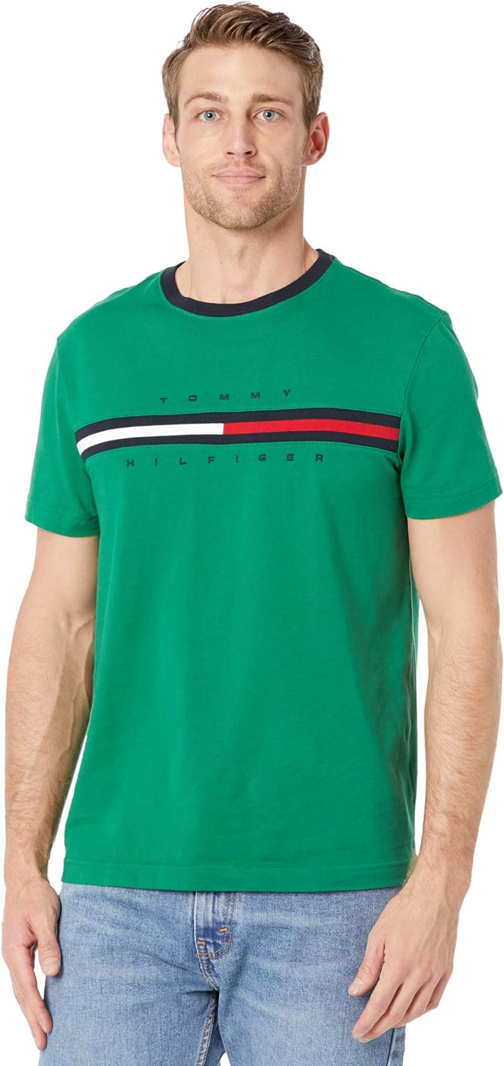 Tommy Hilfiger Mens Short Sleeve Signature Stripe Graphic T-Shirt