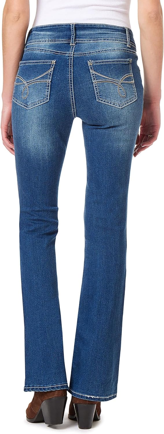 WallFlower Womens Luscious Curvy Bootcut Mid-Rise Insta Stretch Juniors Jeans (Standard and Plus)