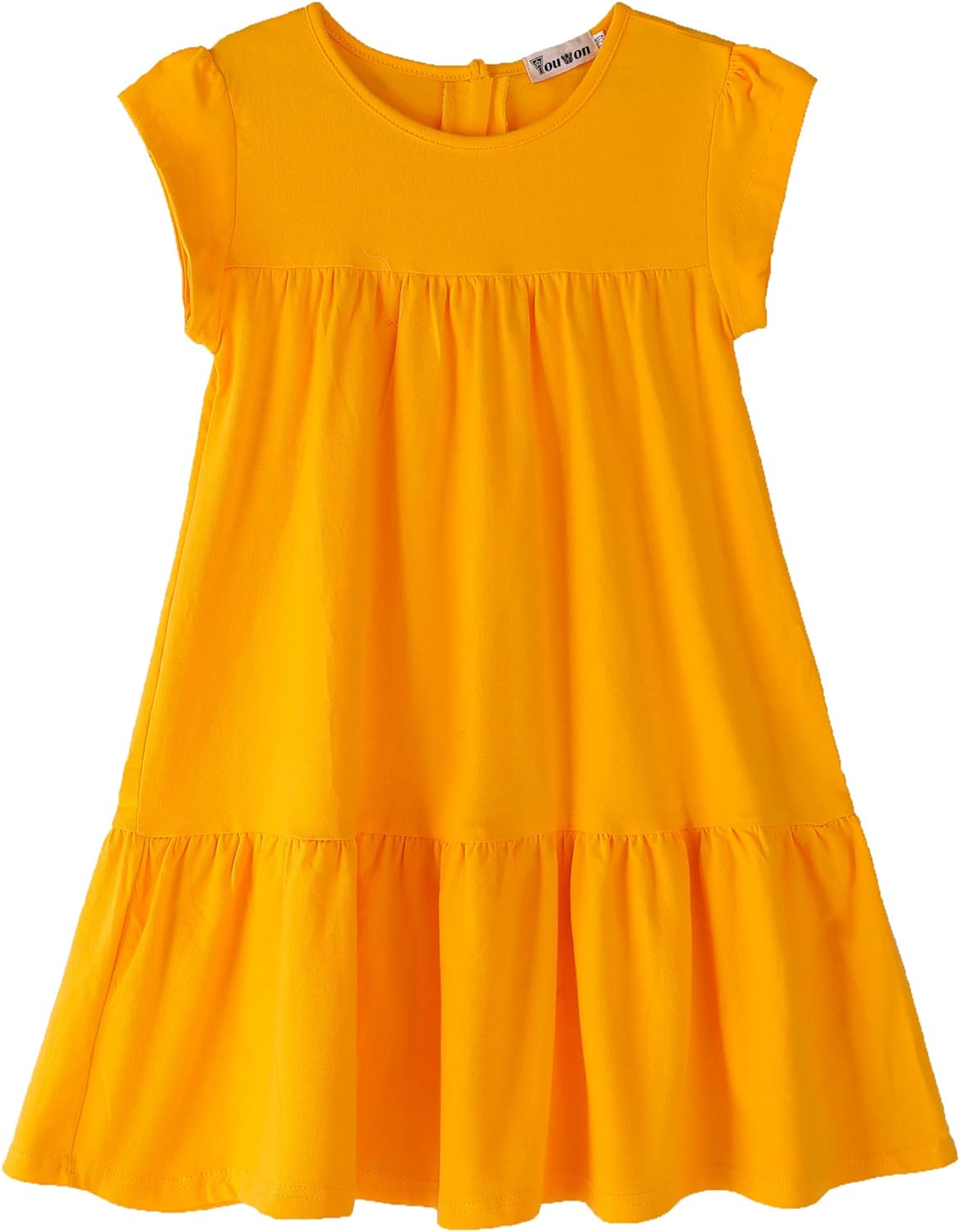 Youwon Girls Dress Short Sleeve Solid Color Tunic A-Line Tiered Swing Dress 2-6 7-16