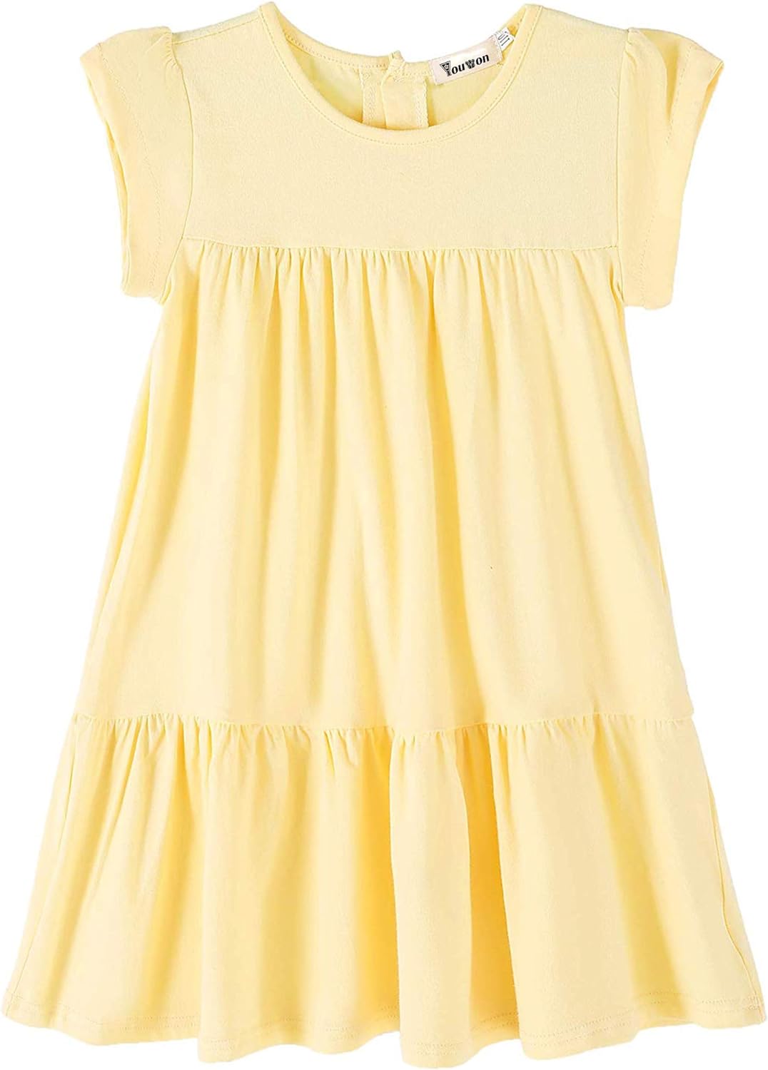 Youwon Girls Dress Short Sleeve Solid Color Tunic A-Line Tiered Swing Dress 2-6 7-16