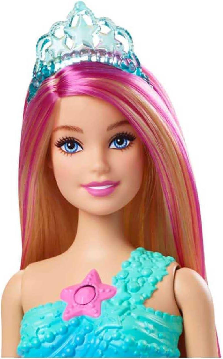 Barbie Mermaid Doll with Water-Activated Twinkle Light-Up Tail, Barbie Dreamtopia Mermaid Toys, Pink-Streaked Hair