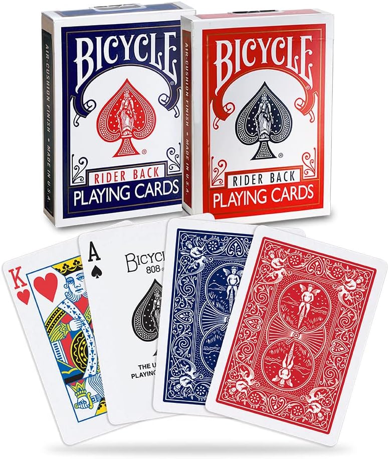 Bicycle Rider Back Playing Cards, Standard Index, Poker Cards, Premium Playing Cards, 2 Pack, Red  Blue