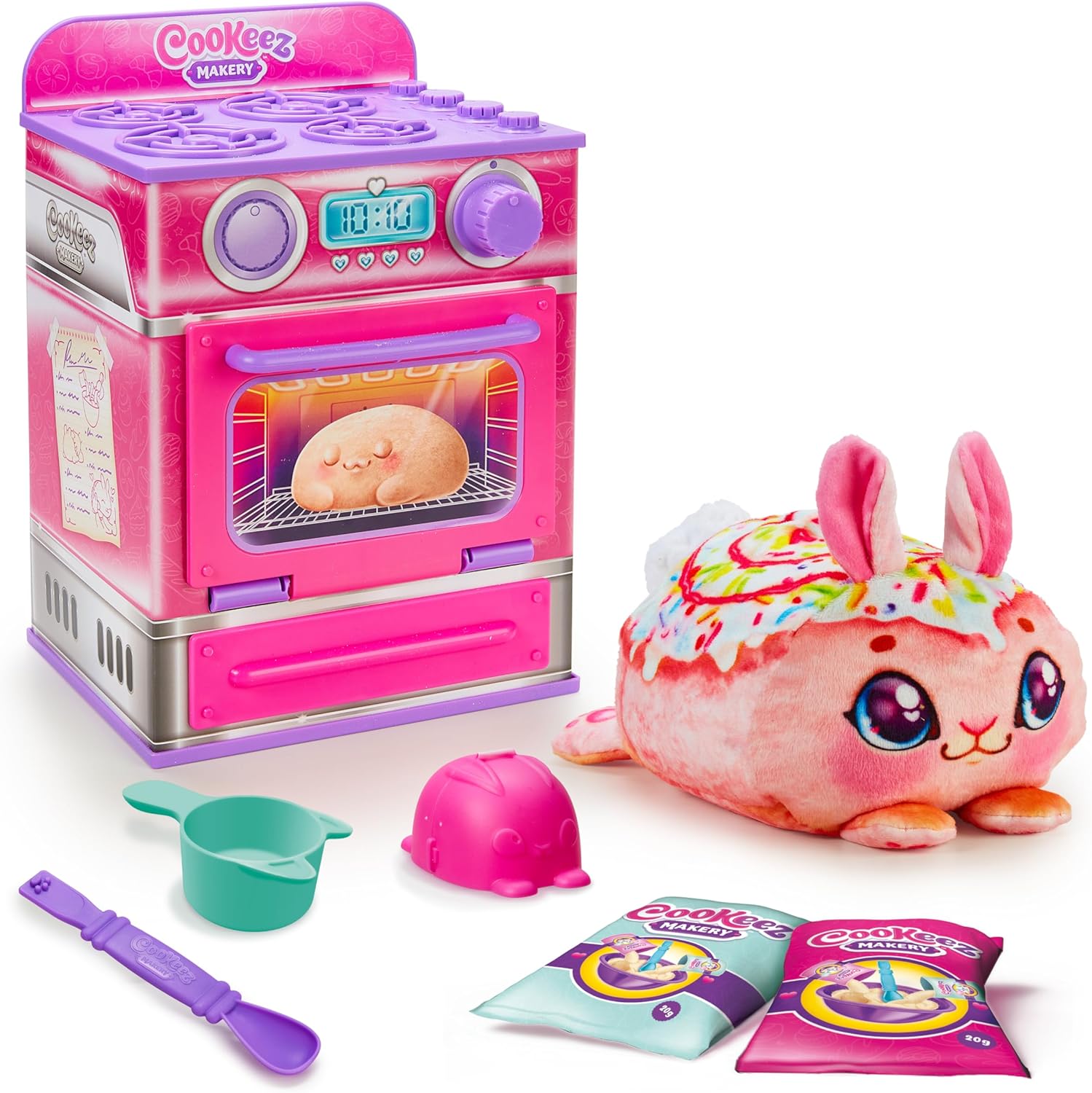 COOKEEZ MAKERY Cinnamon Treatz Oven. Mix  Make a Plush Best Friend! Place Your Dough in The Oven and Be Amazed When A Warm, Scented, Interactive, Friend Comes Out! Which Will You Make?