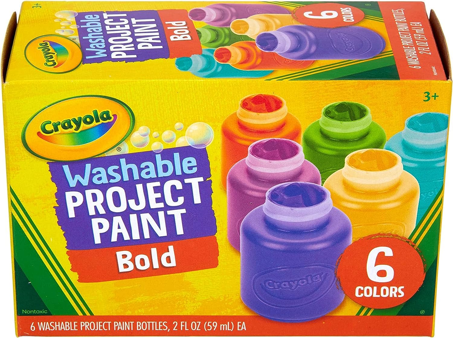 Crayola Washable Kids Paint, Assorted Bold Colors, Painting Supplies, 6 Count