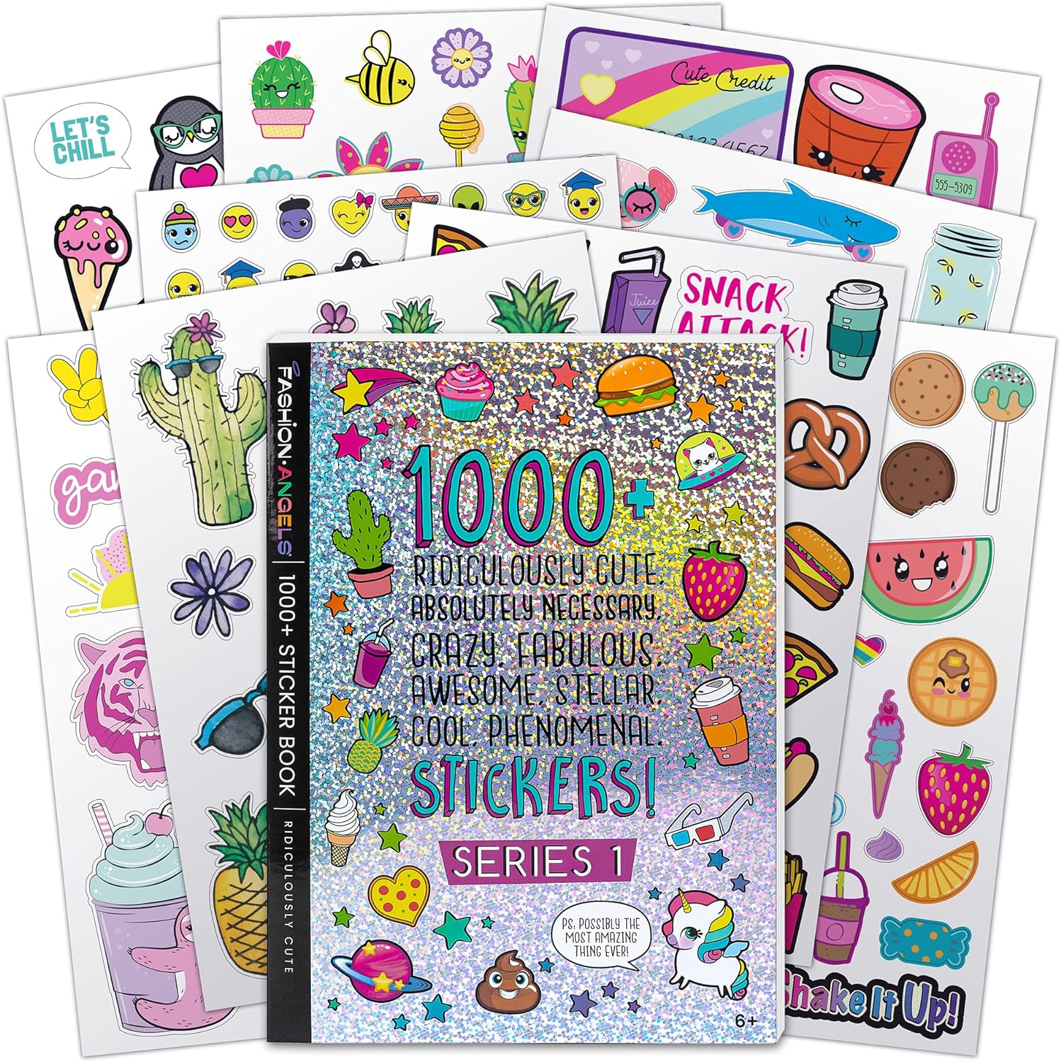 Fashion Angels 1000+ Ridiculously Cute Stickers for Kids - Fun Craft Stickers for Scrapbooks, Planners, Gifts and Rewards, 40-Page Sticker Book for Kids Ages 6+ and Up