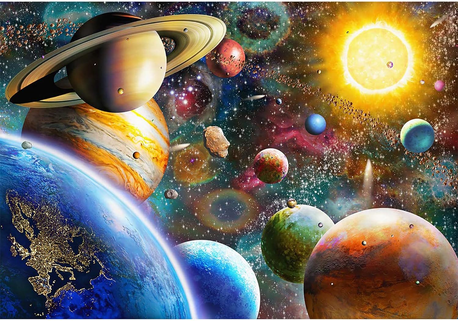 Jigsaw Puzzles 1000 Pieces for Adults, Families (Space Traveler, Solar System) Pieces Fit Together Perfectly