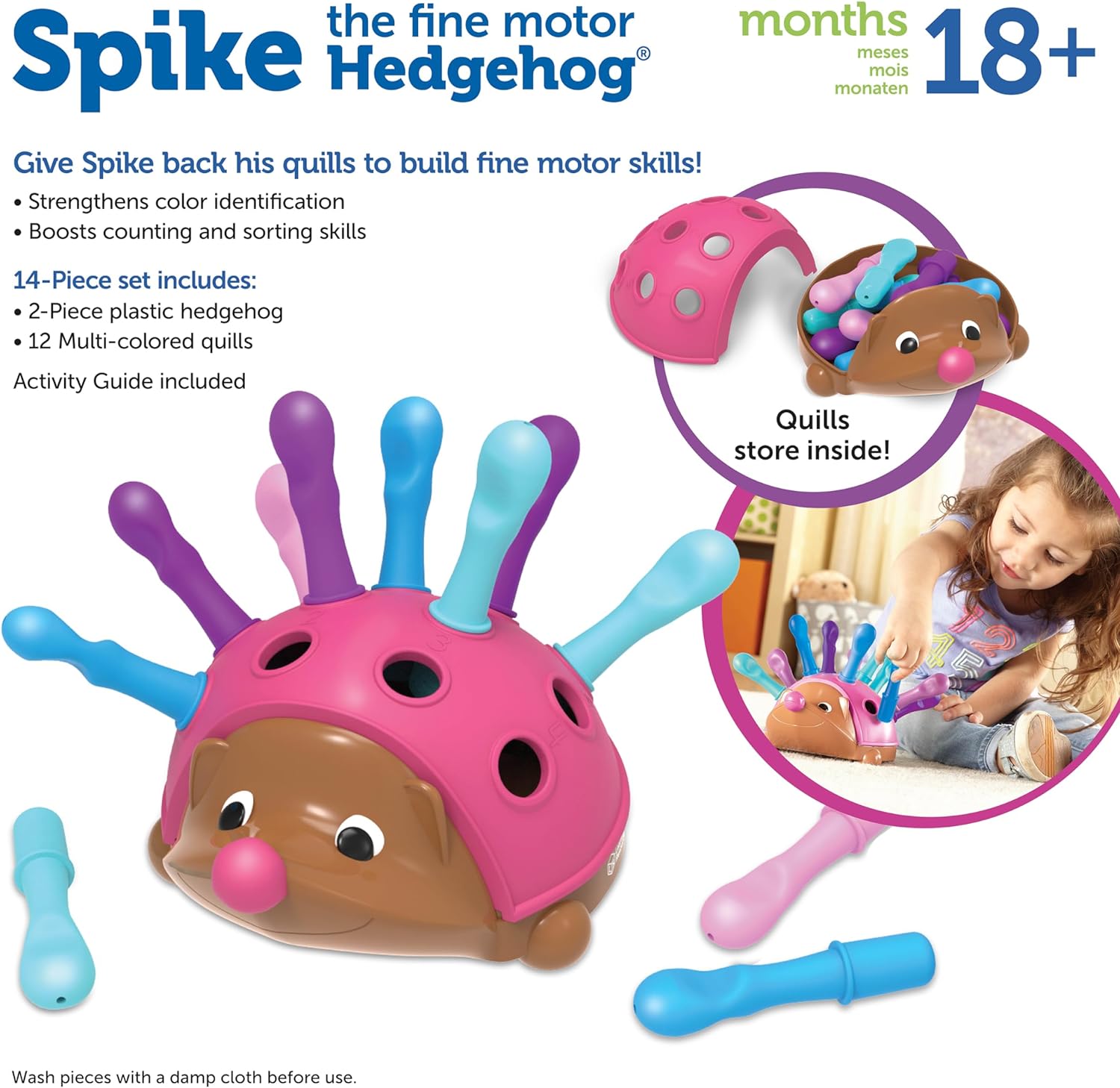 Learning Resources Spike The Fine Motor Hedgehog - Toddler Learning Toys, Fine Motor and Sensory Toys for Kids Ages 18+ Months, Montessori Toys