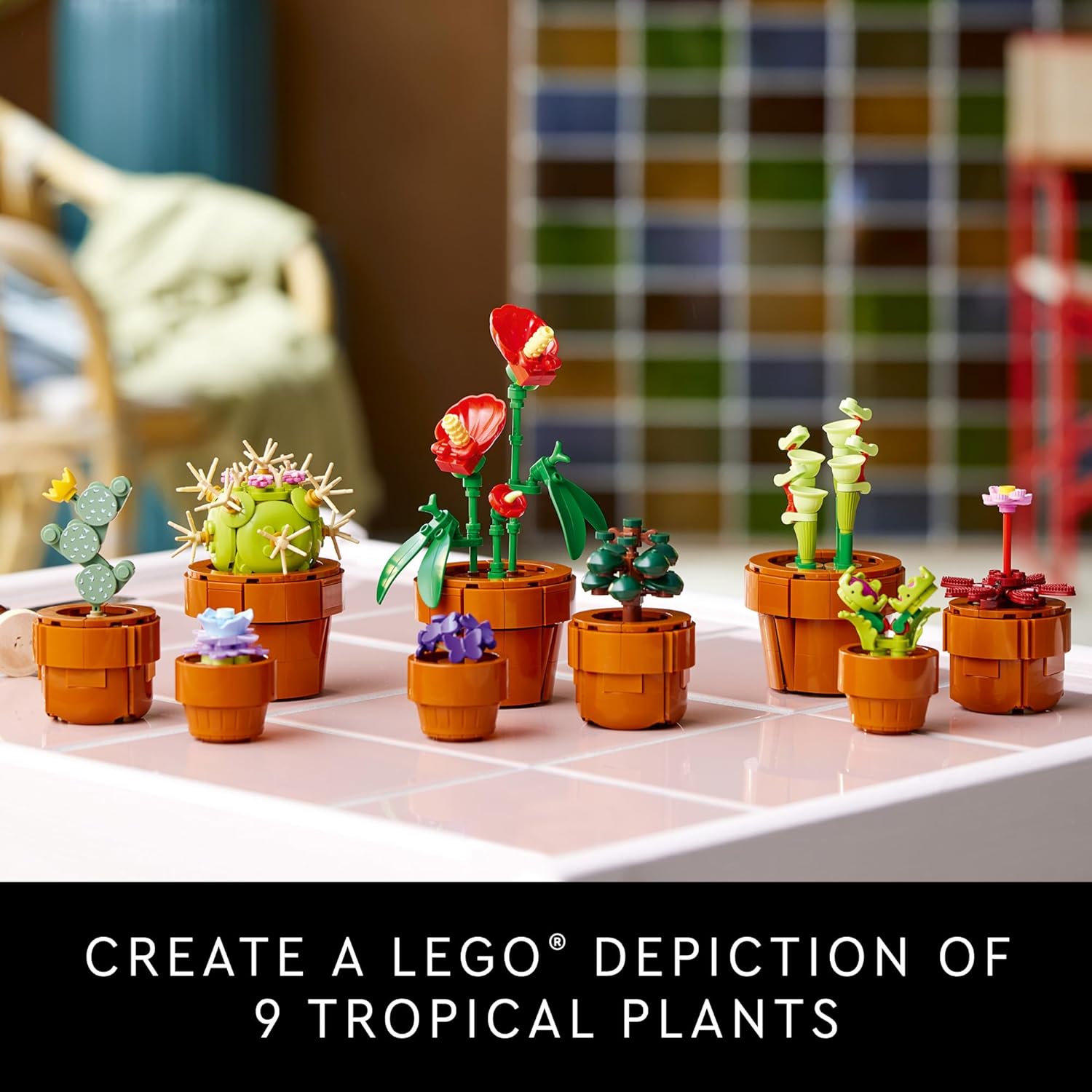 LEGO Icons Tiny Plants Creative Building Set for Adults, Gift for Valentines Day for Flower-Lovers, Carnivorous, Tropical and Arid Flora, Build and Display Cactus Décor, Botanical Collection, 10329