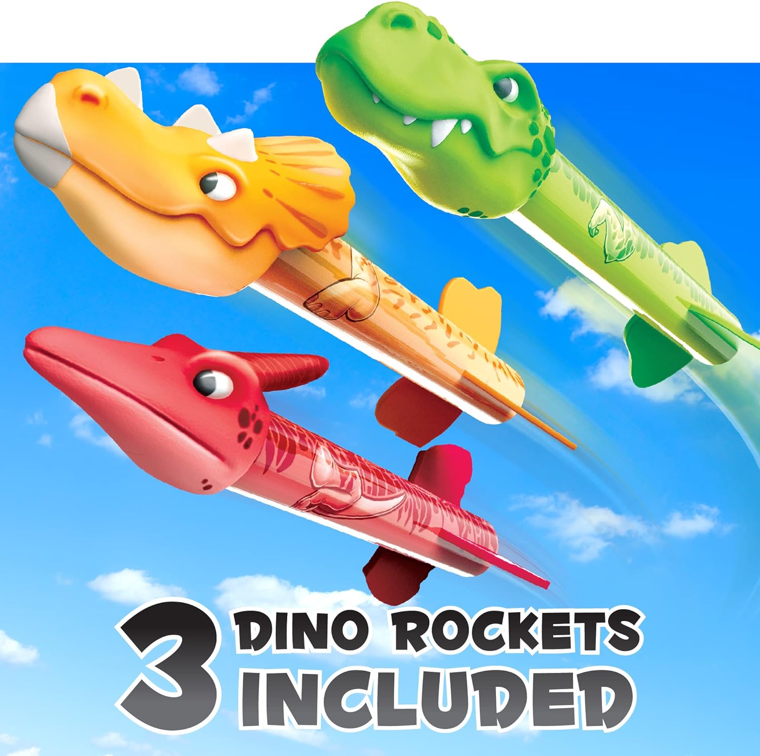 MindSprout Dino Blasters, Rocket Launcher for Kids - Launch up to 100 ft. Birthday Gift, for Boys  Girls Age 3, 4, 5, 6, 7, Years Old - Outdoor Toys, Family Fun, Dinosaur Toy, Kids Toys