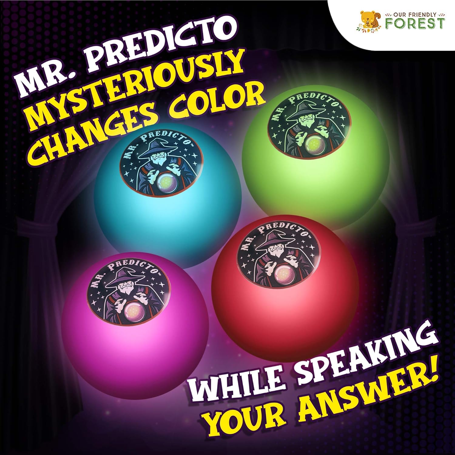 Mr. Predicto Fortune Teller Crystal Ball - Ask a Question  He Speaks an Answer - Mysterious Magic Ball, Cool Ball Magic, Funny Toys for Teens, Tweens - Kids Novelty Toys  Amusements - Light Up