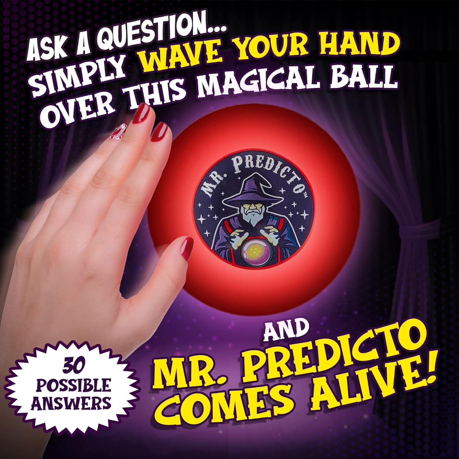 Mr. Predicto Fortune Teller Crystal Ball - Ask a Question  He Speaks an Answer - Mysterious Magic Ball, Cool Ball Magic, Funny Toys for Teens, Tweens - Kids Novelty Toys  Amusements - Light Up