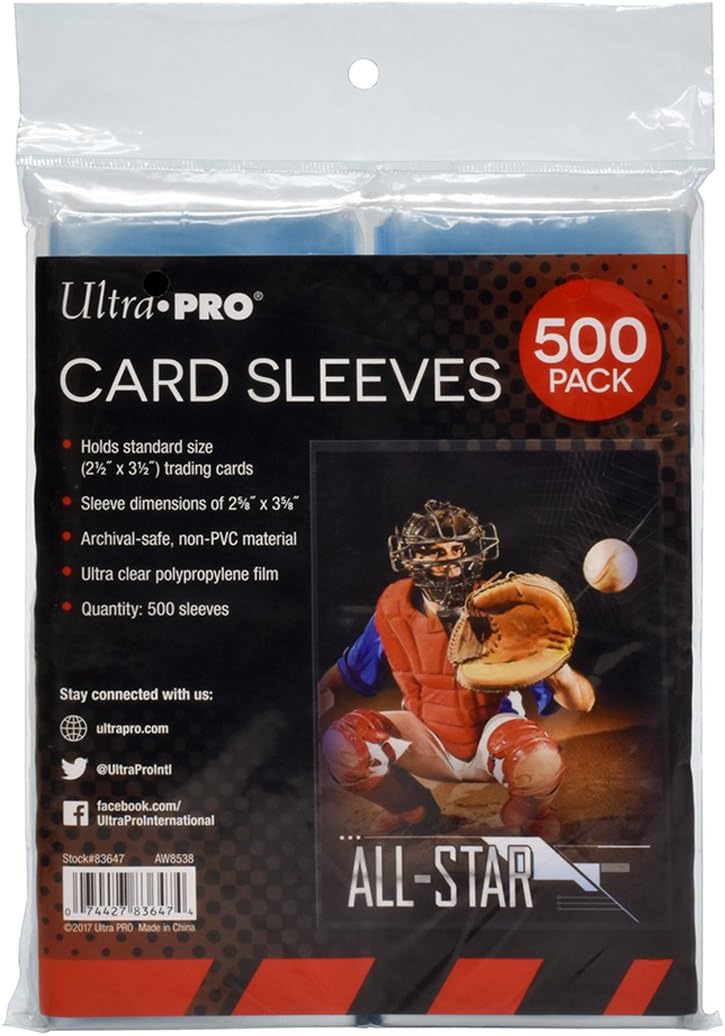 Ultra PRO Clear Card Sleeves for Standard Size Trading Cards measuring 2.5 x 3.5 (500 count pack)