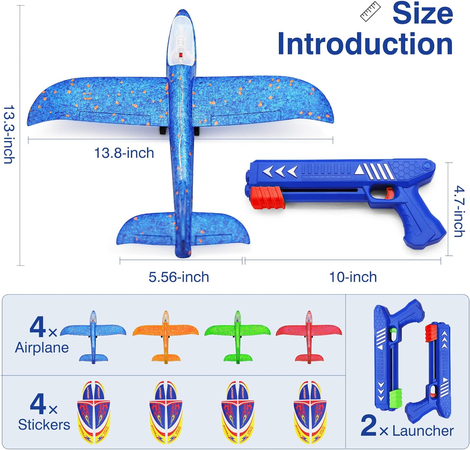 Wesfuner 3 Pack Foam Airplane Launcher Toys, 2 Flight Mode Glider Plane,Kids Flying Toy,3 4 5 6 7 8 9 10 11 12 Year Old Boys Girls Gifts,Outdoor Sport Party Favor