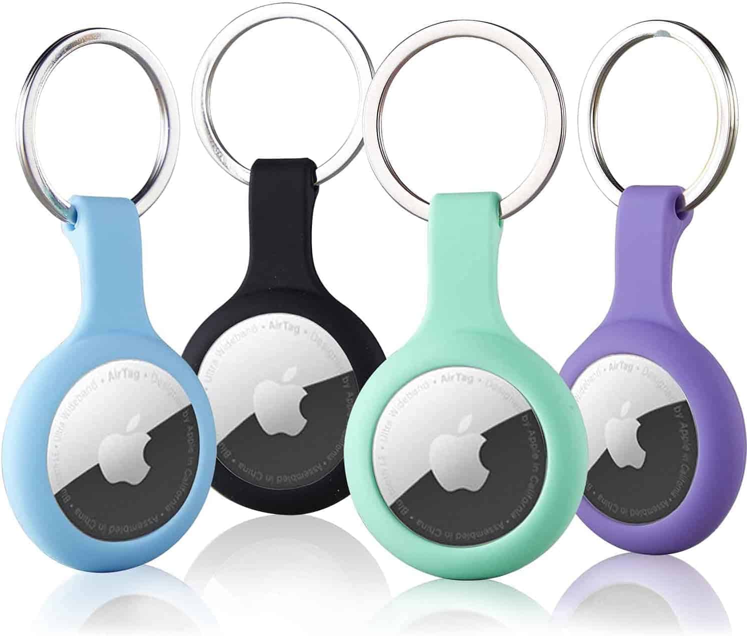 4 Pack Silicone Case for Airtags with Keychain, Protective Cover for Apple Air tag Key Finder Tracker, Pet Dog Itag Collar Necklace, Airtag Accessories Holder